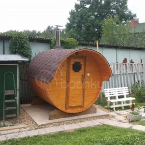 Barrel Sauna Mini with overhang