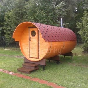 Barrel Sauna Super-lux with overhang